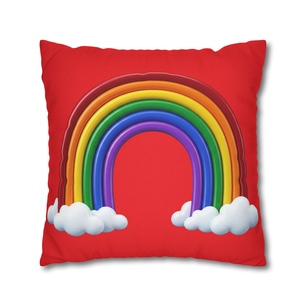 Rainbow Red Spun Polyester Square Pillowcase
