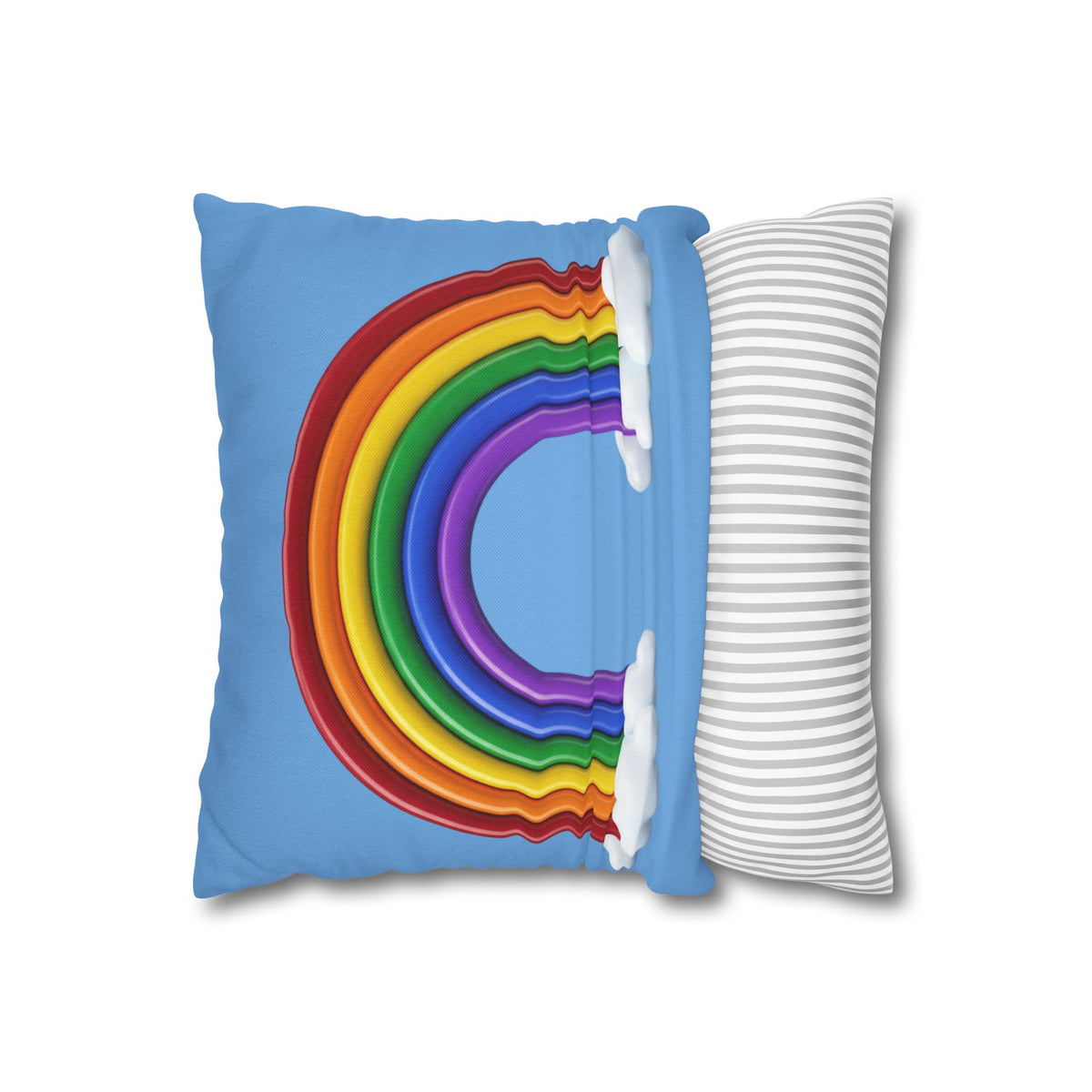 Rainbow Light Blue Spun Polyester Square Pillowcase