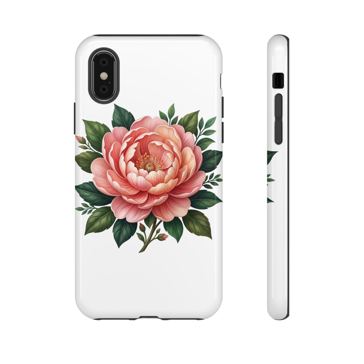 Floral Peony Tough Phone Case — Protective Botanical iPhone Cover