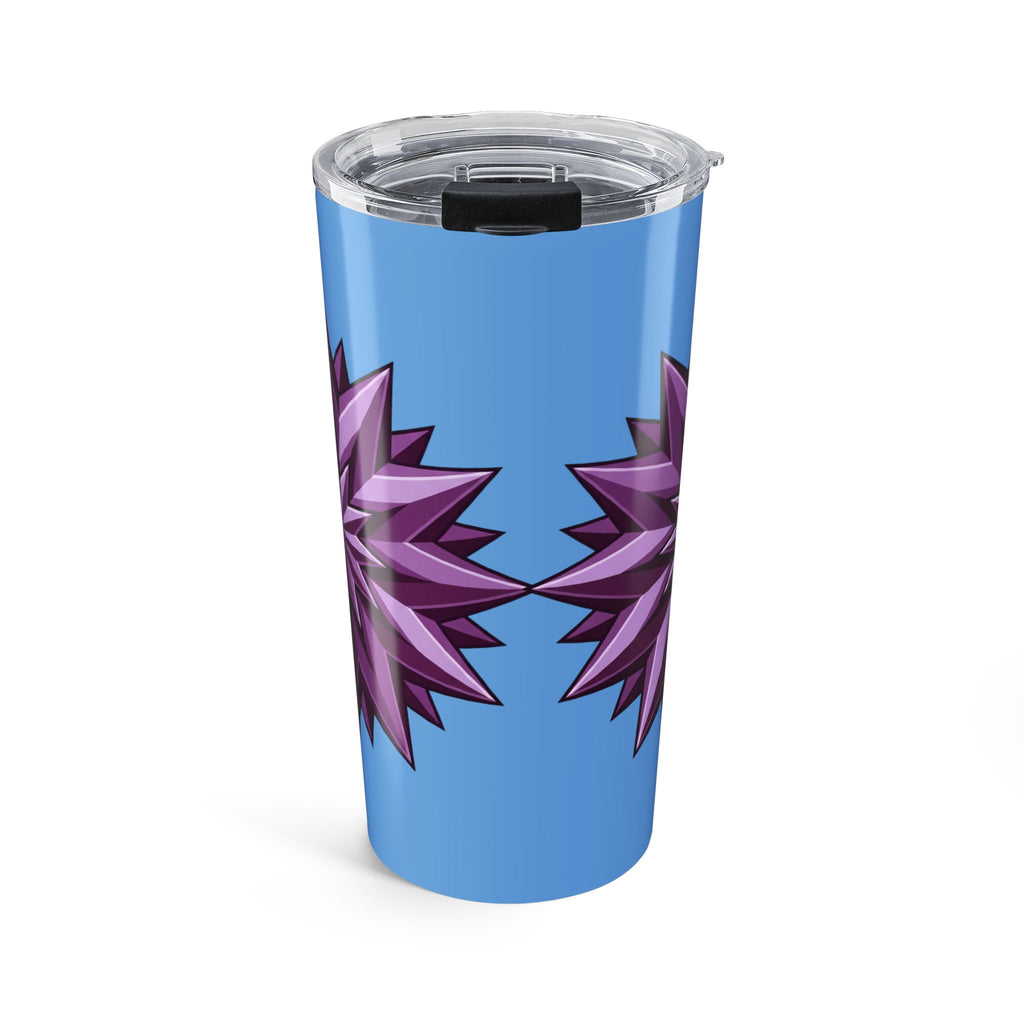 20oz Floral Star Tumbler — Purple Spiky Bloom Travel Cup- Light Blue