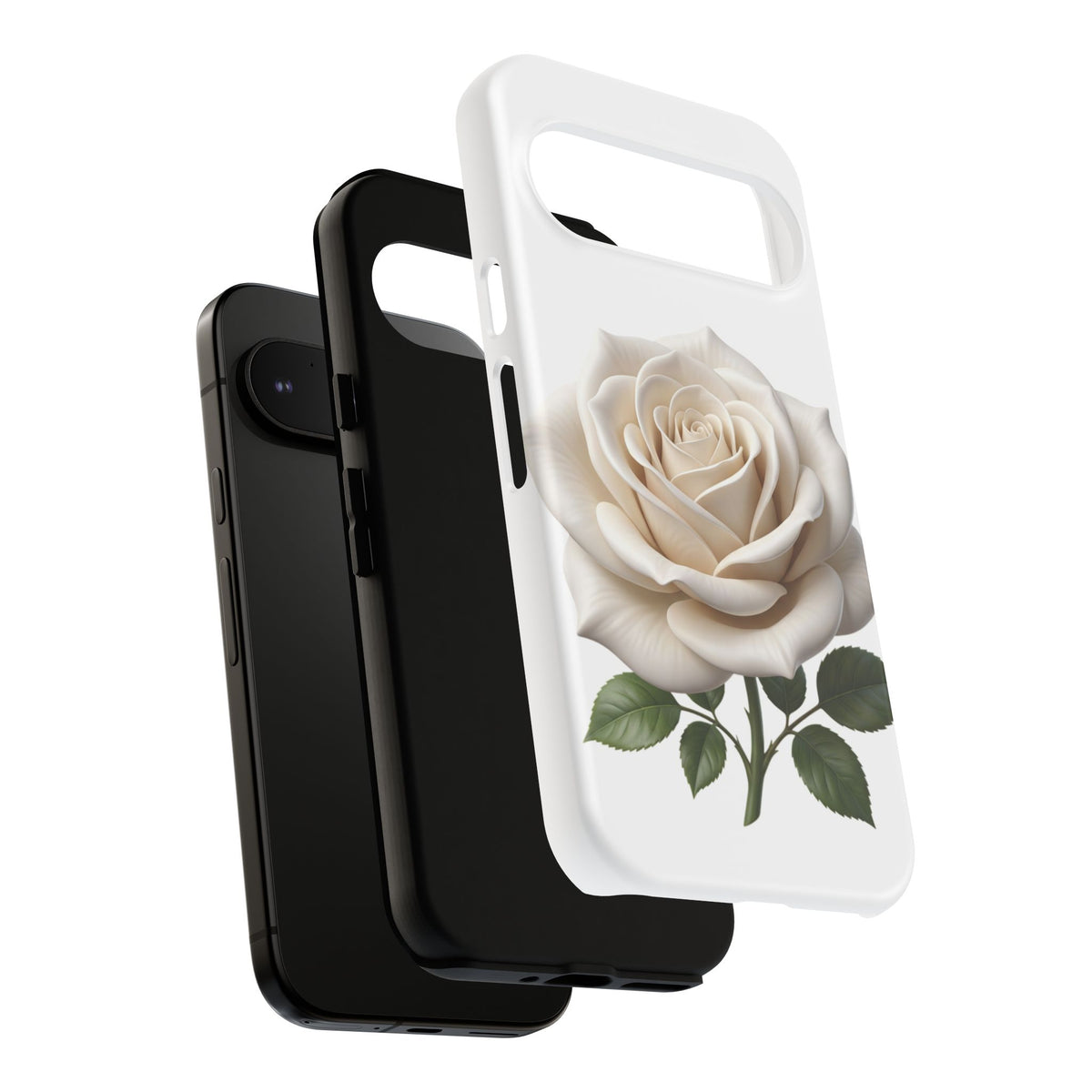 White Rose Tough Phone Case – Elegant Floral Protective Cover