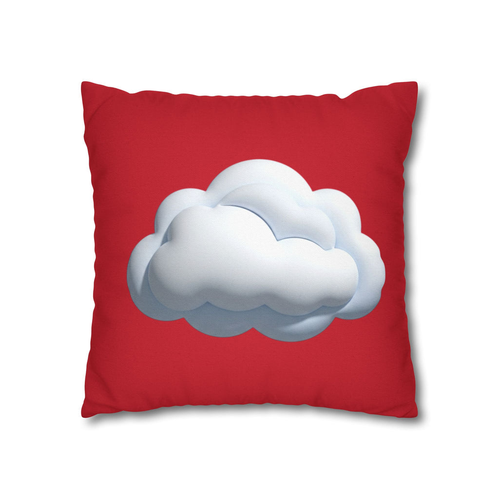 Cloud Graphic Dark Red Pillowcase — Cute White Cloud on Red Decorative Throw Pillow Cover