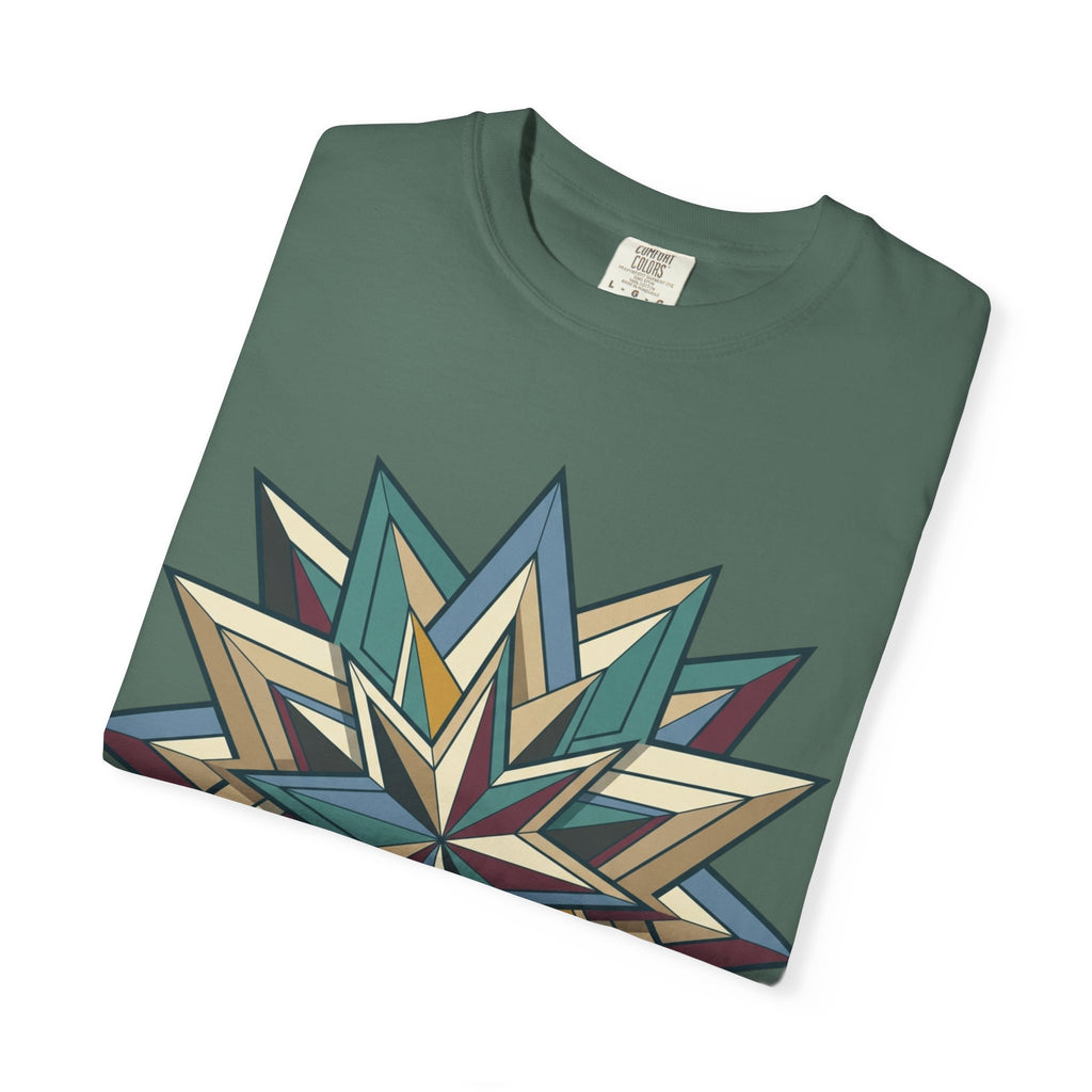 Geometric Starburst T-Shirt — Vintage Compass Rose Graphic Tee