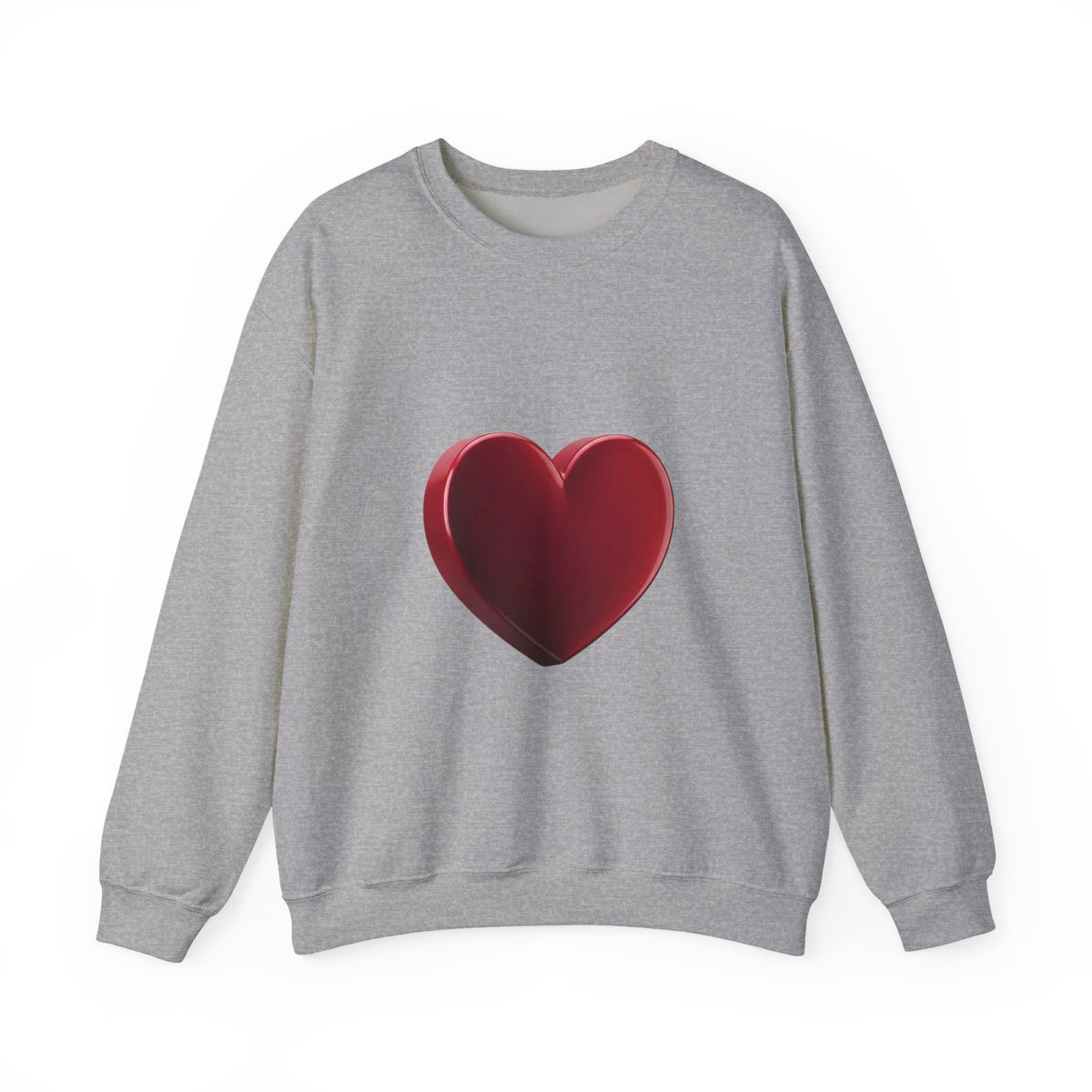 Heart Graphic Sweatshirt — Minimal 3D Red Heart Crewneck for Valentine’s & Everyday Wear