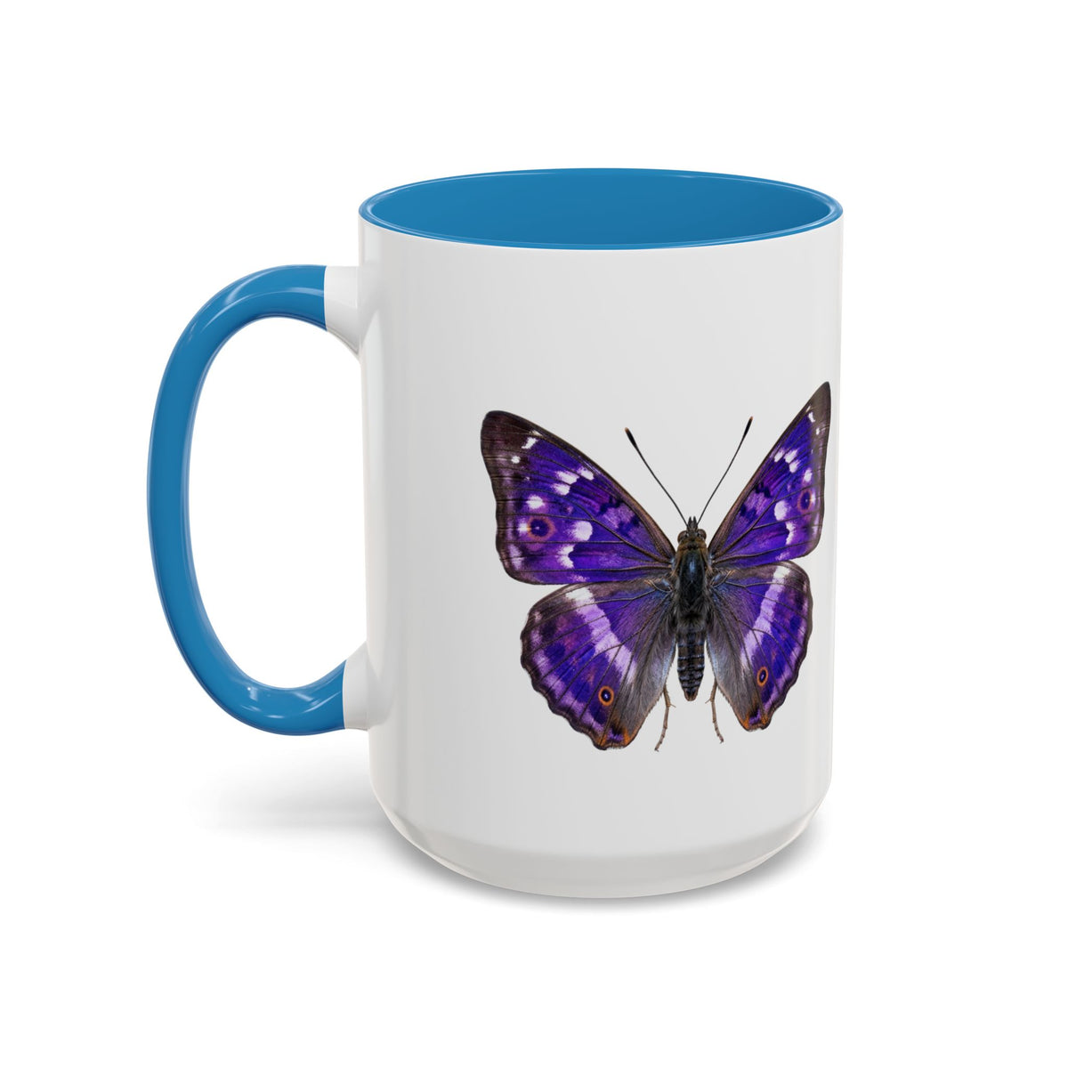 Purple Butterfly Accent Coffee Mug – Elegant Floral Butterfly Ceramic Cup