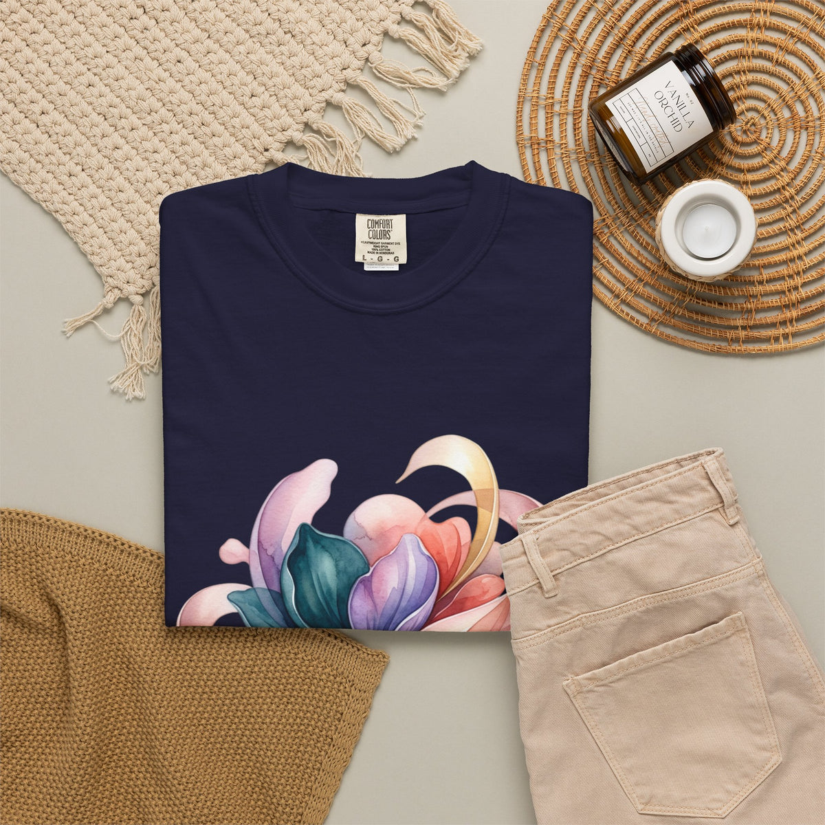T-Shirt — Colorful Abstract Floral Swirl Graphic Tee