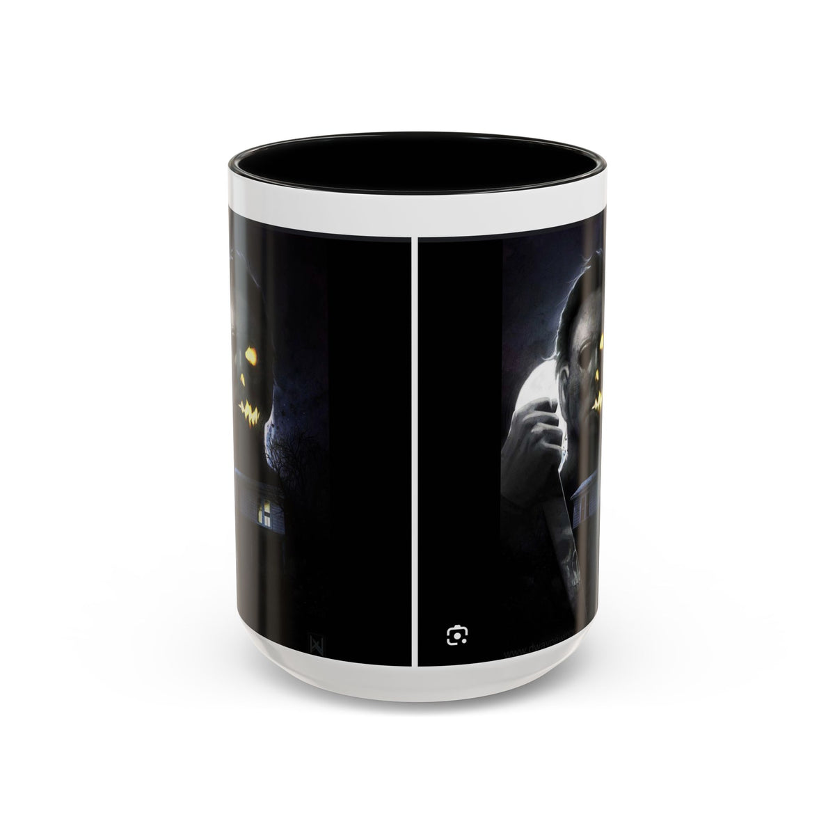 Halloween Michael Myers Accent Coffee Mug — Spooky Horror Movie Jack-O'-Lantern Face (11/15oz)