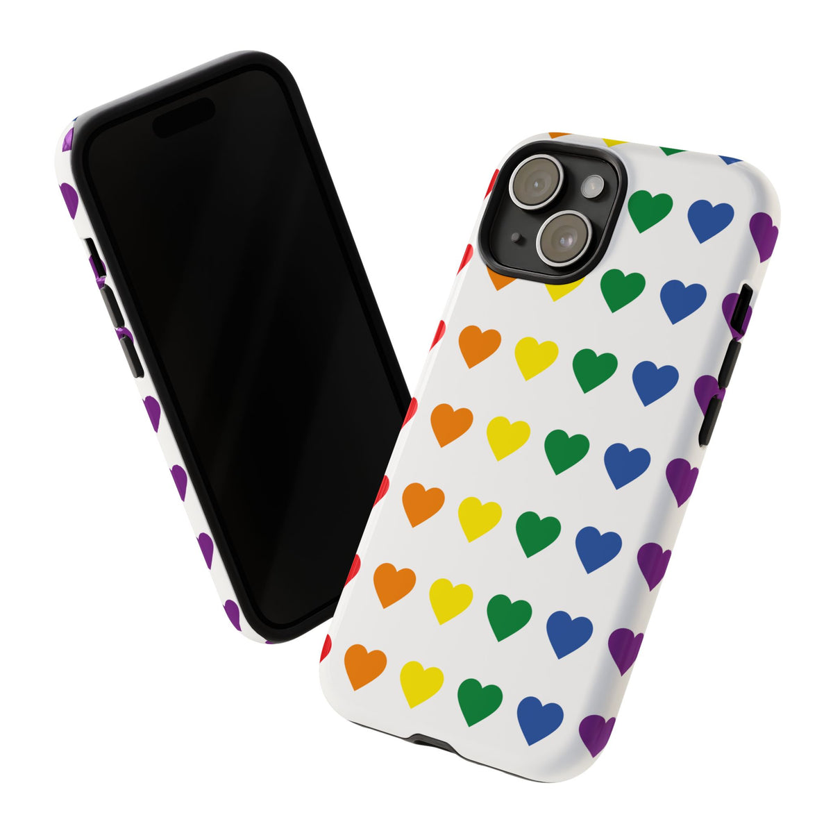 Rainbow Heart Tough Phone Case — Pride Pattern Protective Cover