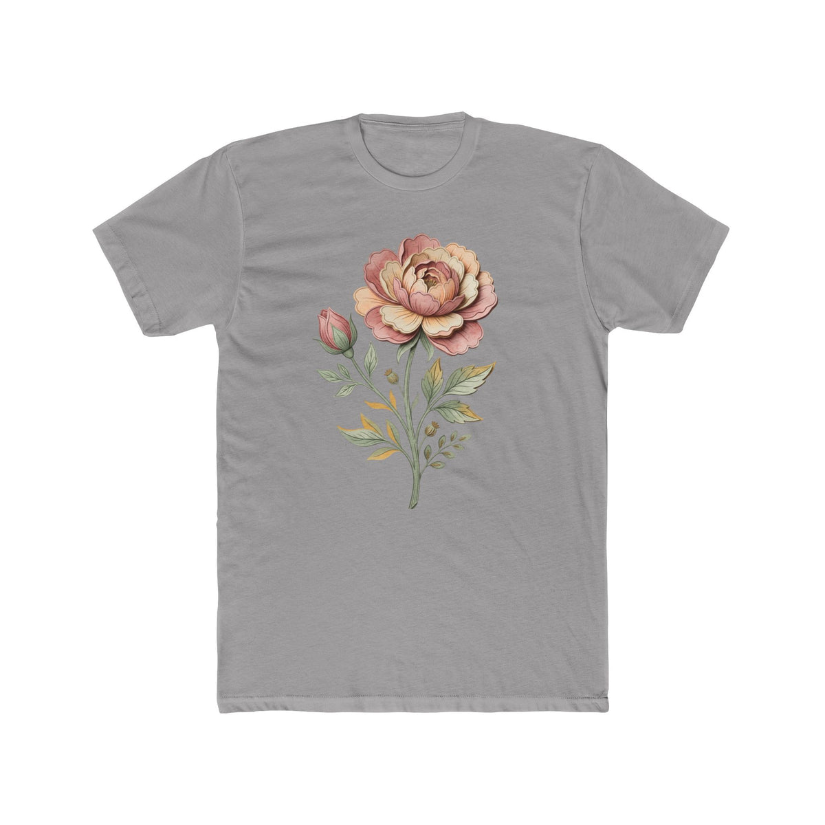 Floral Rose Crew Tee — Vintage Watercolor Peony T-Shirt