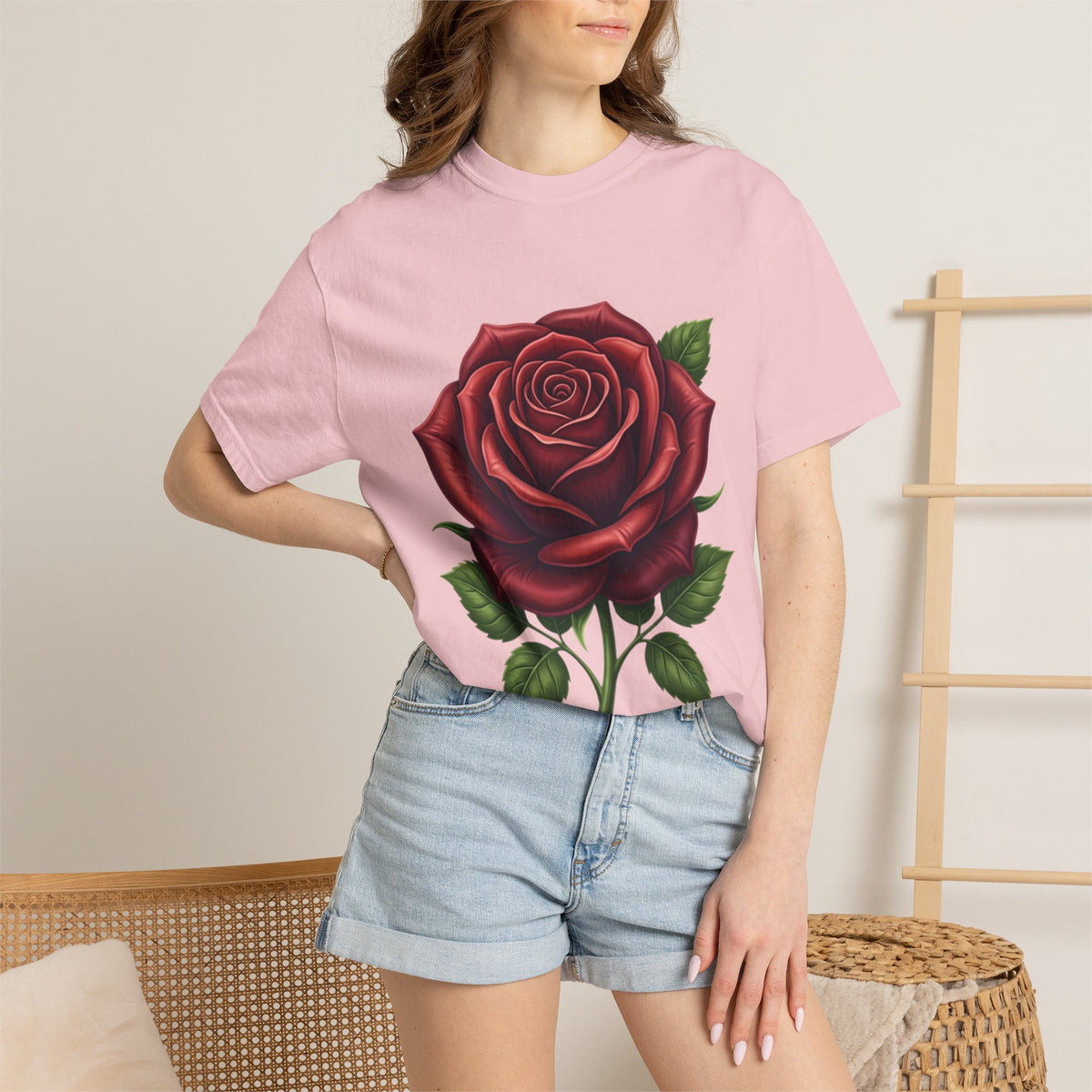 Rose Graphic T‑Shirt — Large Red Rose Floral Tee