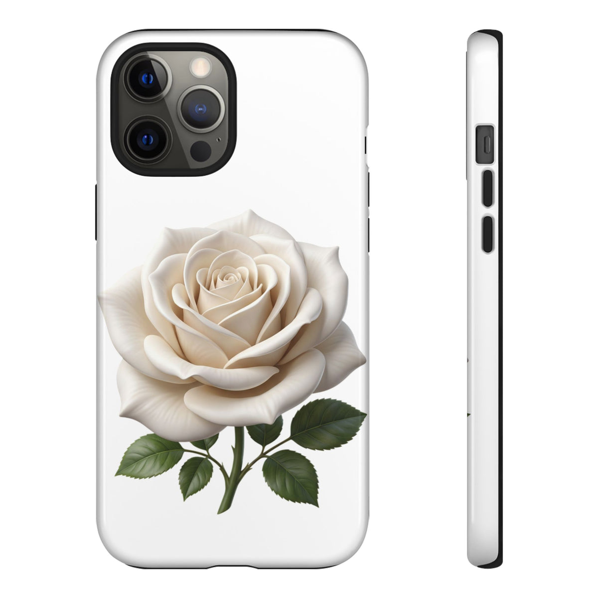White Rose Tough Phone Case – Elegant Floral Protective Cover