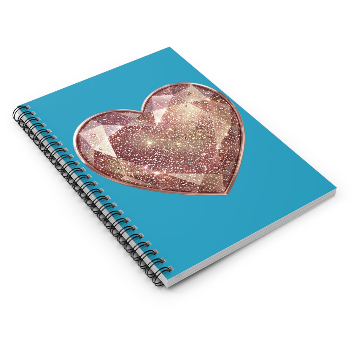 Sparkling Gem Heart Spiral Notebook — Ruled Journal for Notes & Gifts- Turquoise