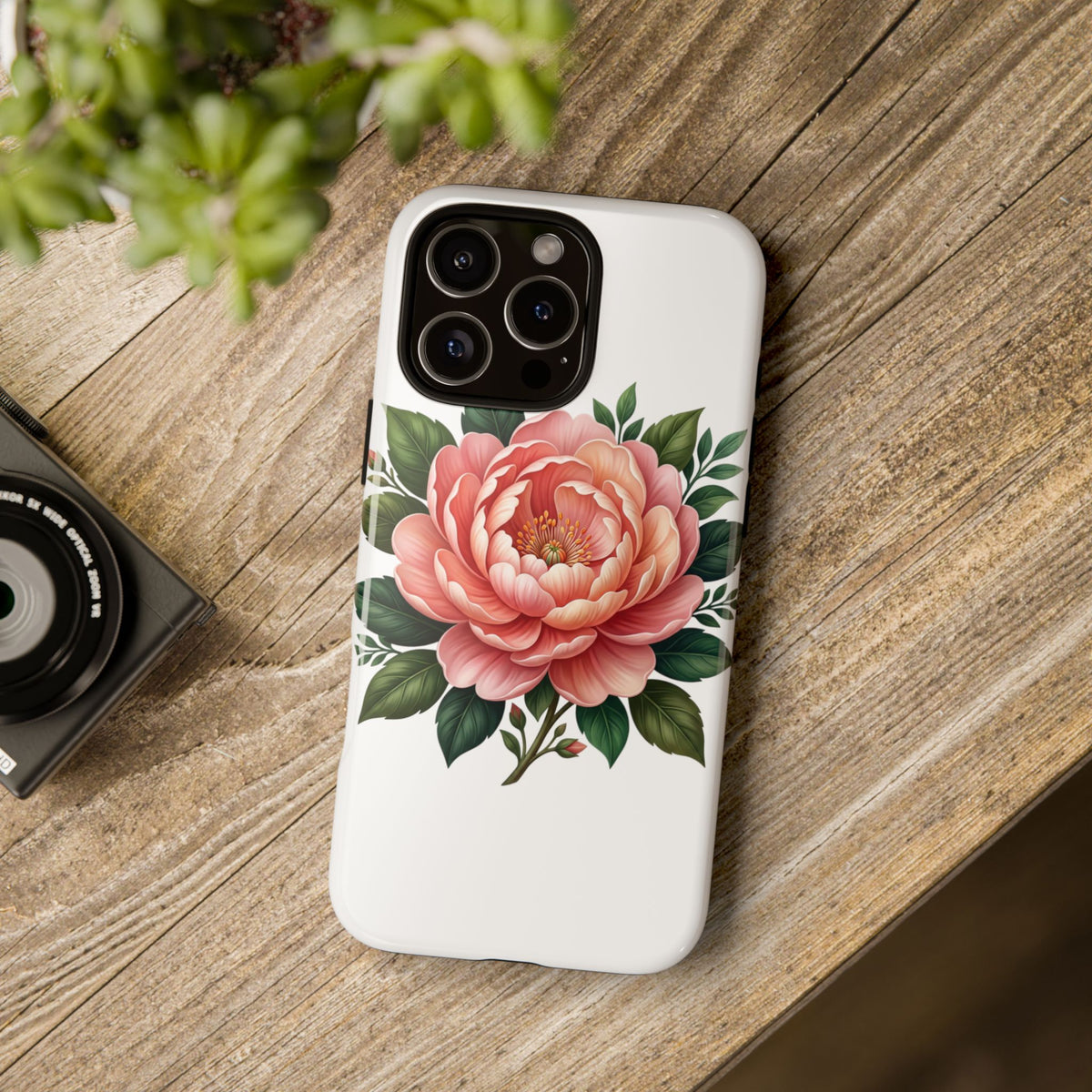 Floral Peony Tough Phone Case — Protective Botanical iPhone Cover