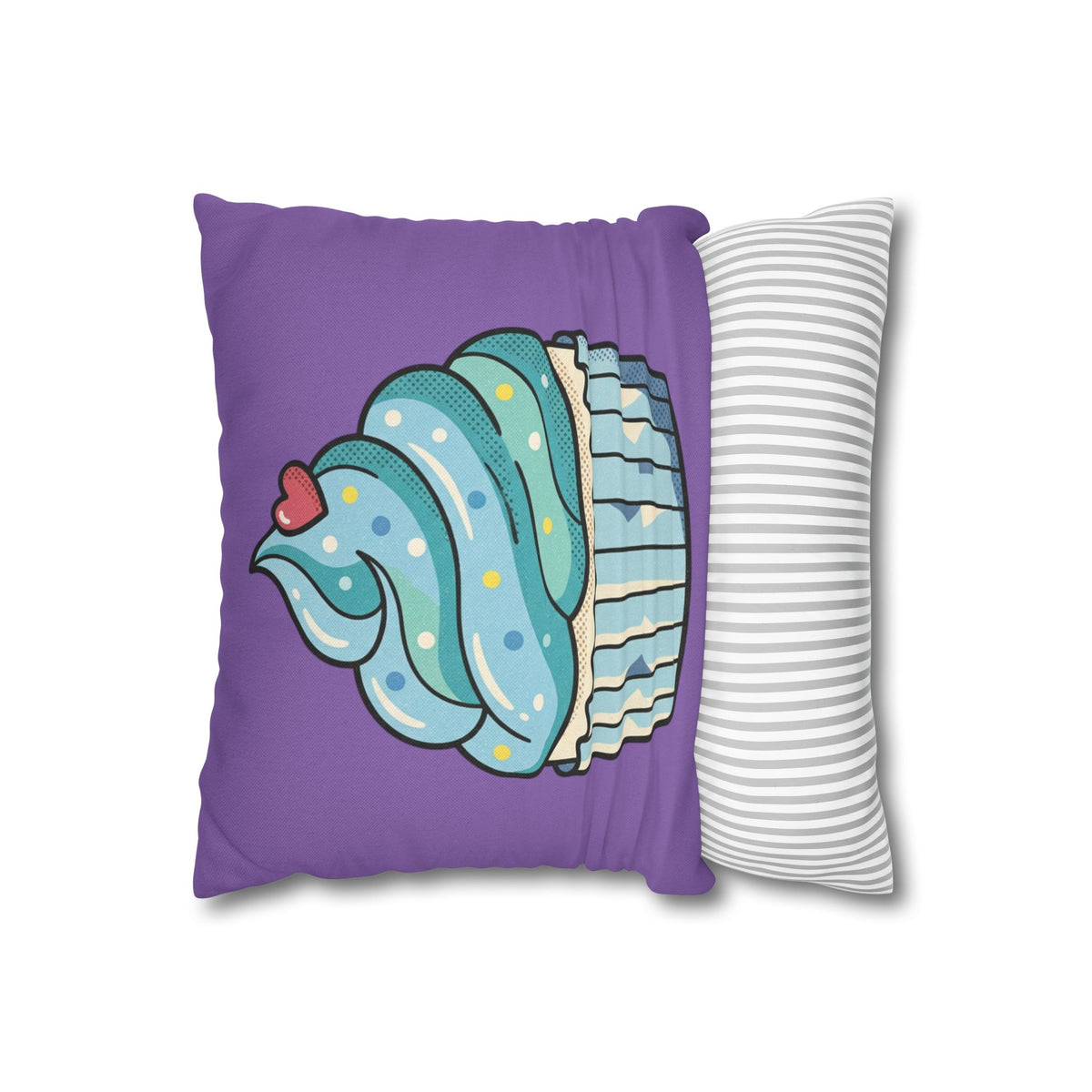 Cupcake Throw Pillow - Cute Blue Frosting Decorative Cushion for Kids’ Rooms, Nurseries & Baker Gift- Light Purple