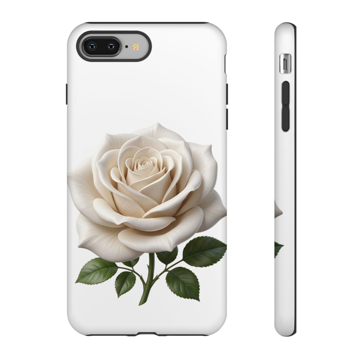 White Rose Tough Phone Case – Elegant Floral Protective Cover