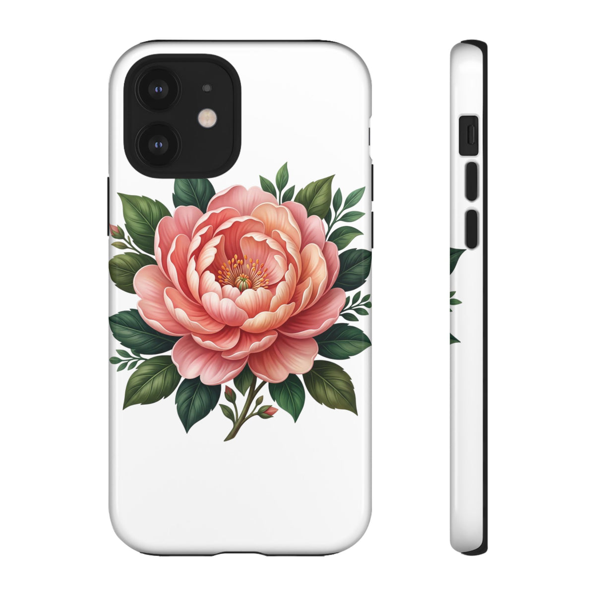Floral Peony Tough Phone Case — Protective Botanical iPhone Cover