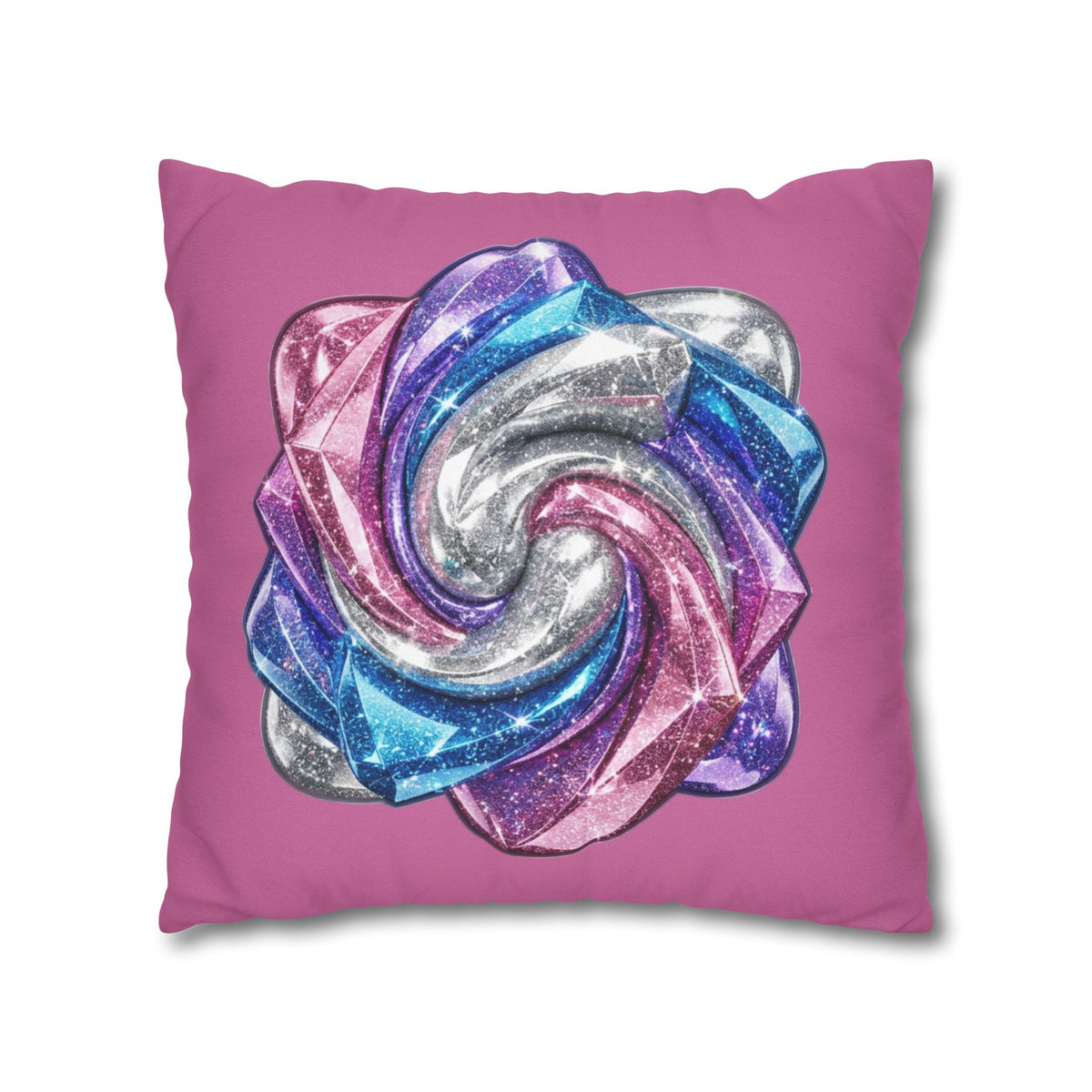 3D Glitter Design Light Pink Spun Polyester Square Pillowcase