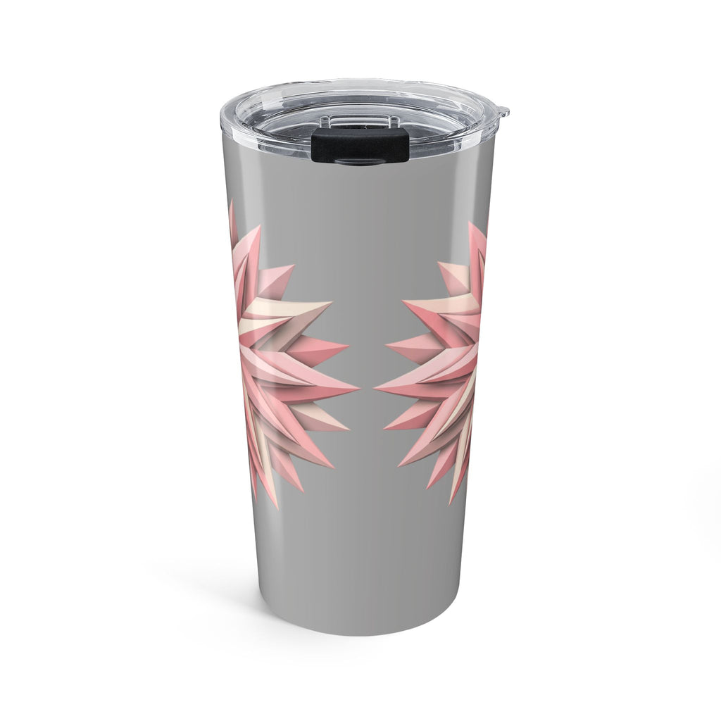 20oz Floral Starburst Tumbler – Pink Geometric Flower Travel Cup- Light Grey