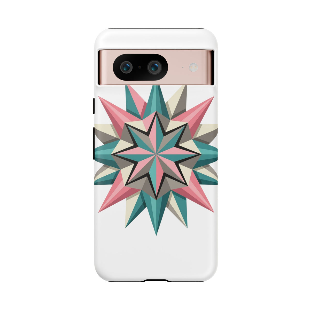 Geometric Star Tough Phone Case – Pink Teal Compass Design