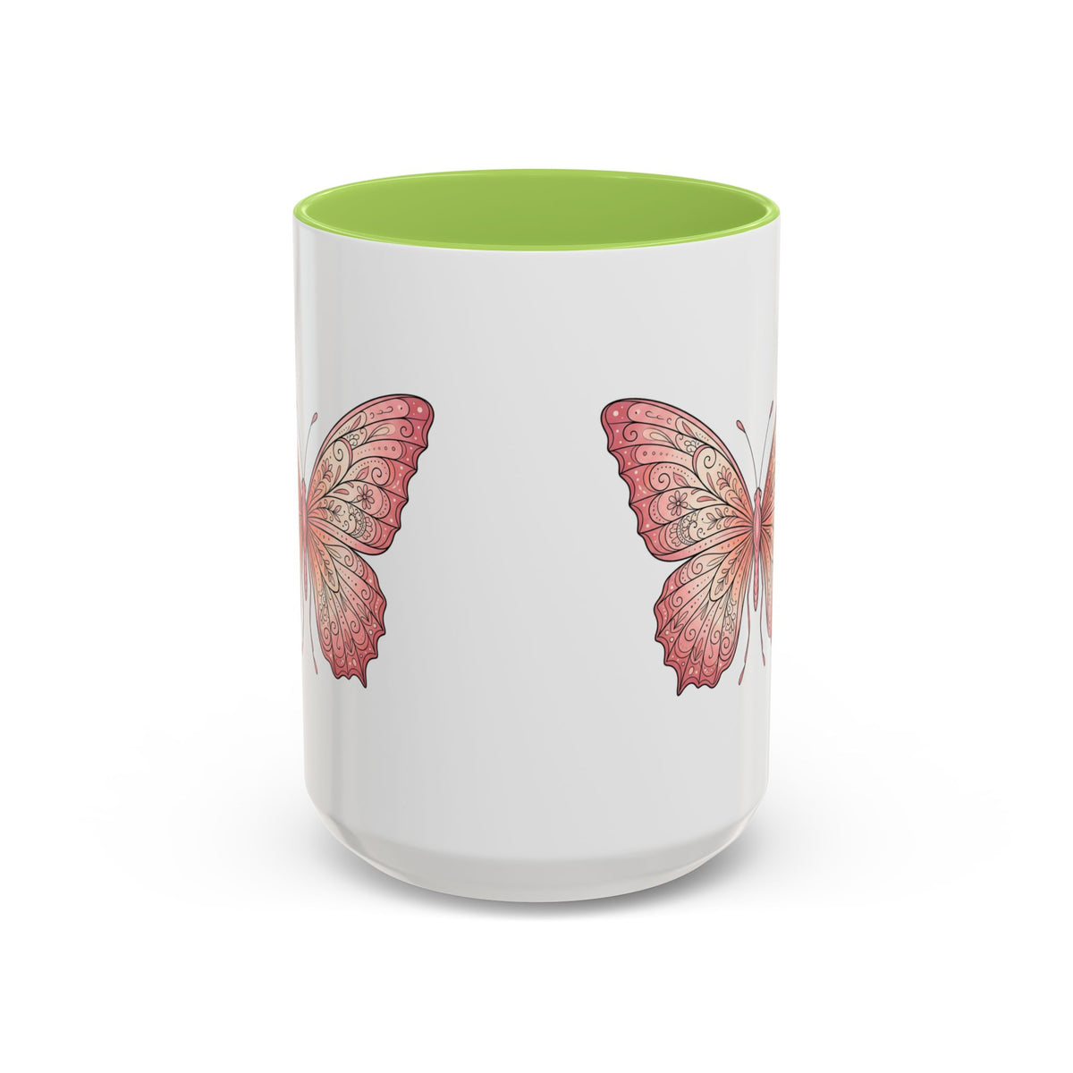 Pink Watercolor Butterfly Accent Coffee Mug — Floral Boho Tea & Coffee Cup (11/15oz)