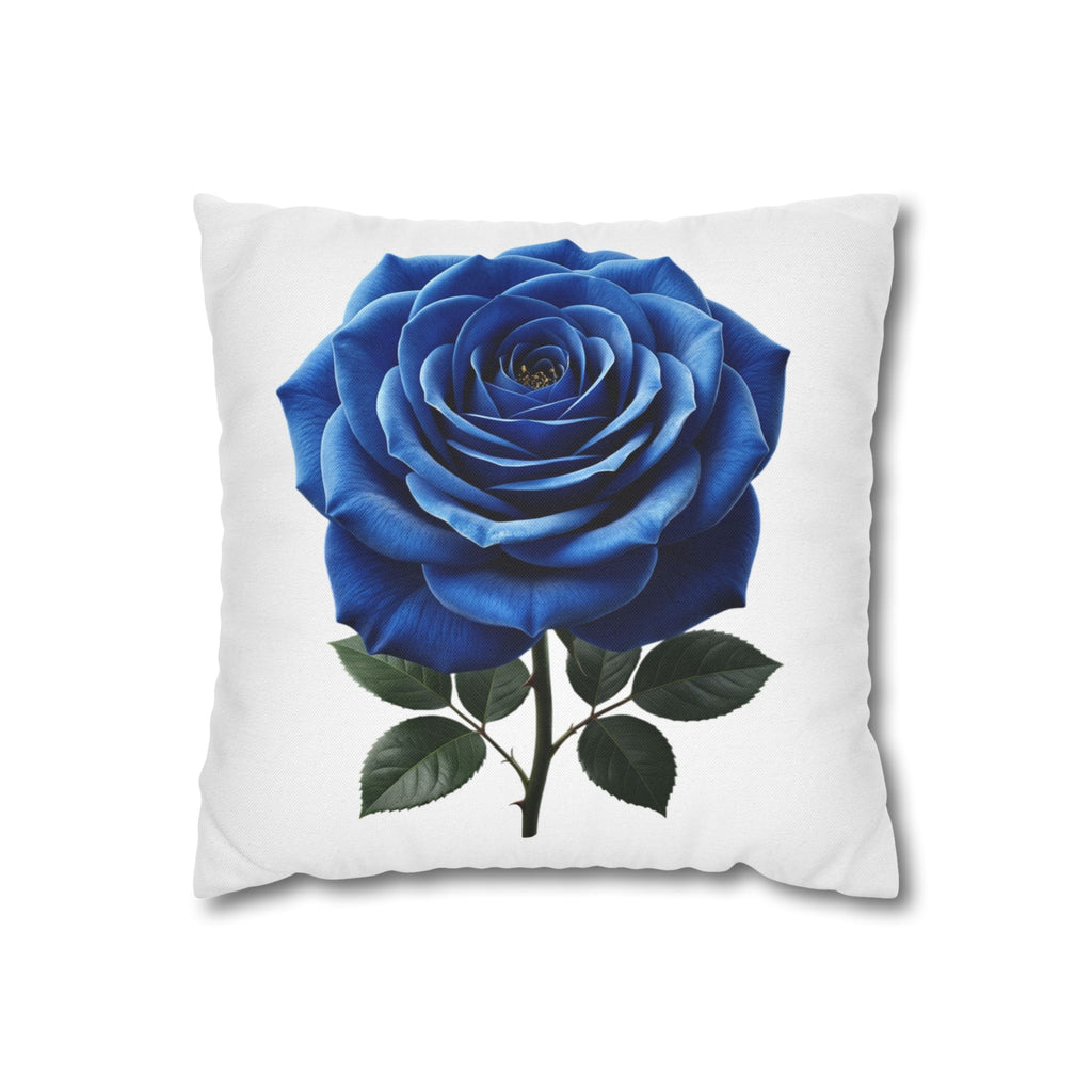 Blue Rose Spun Polyester Square Pillowcase