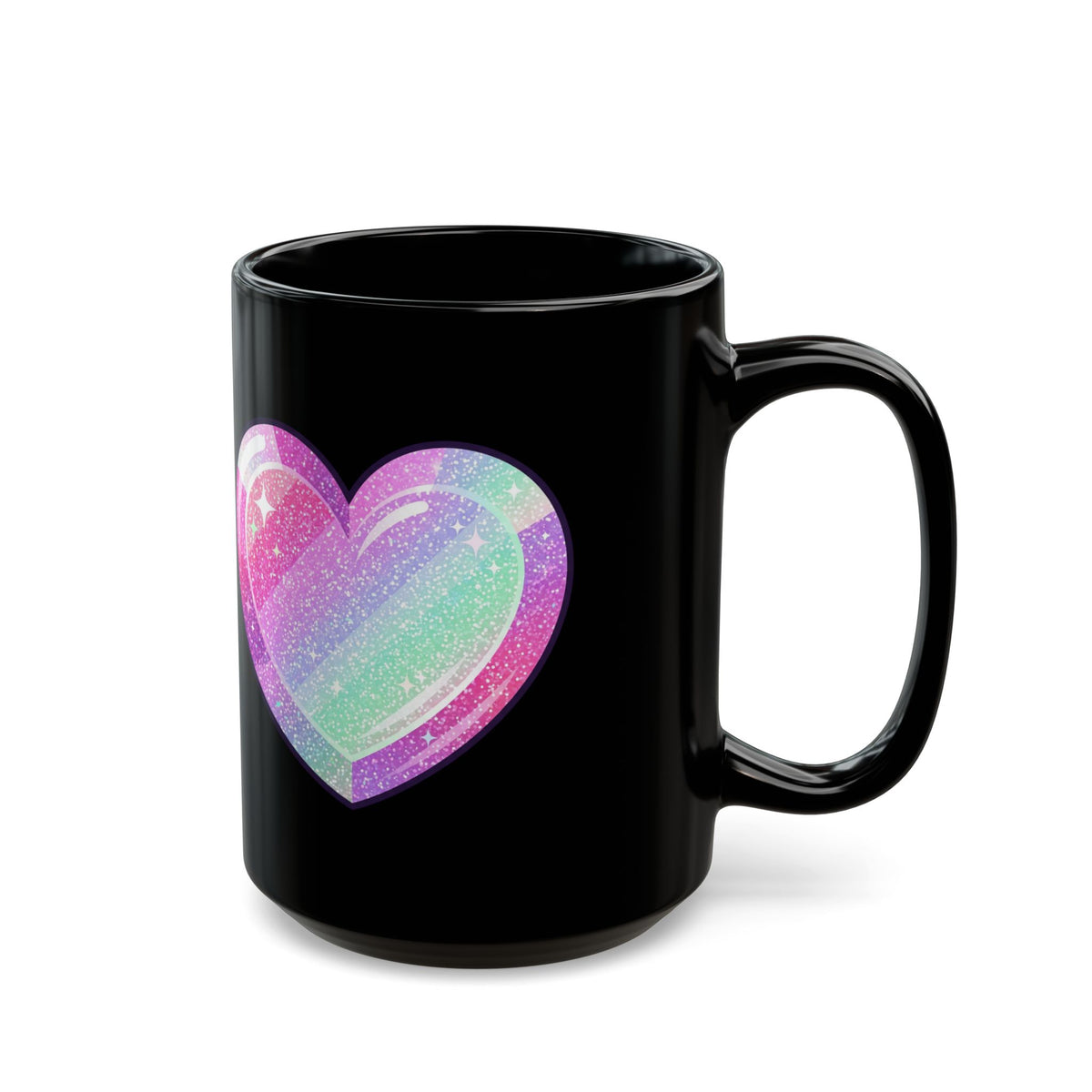 Glittery Heart Black Mug (11oz, 15oz)
