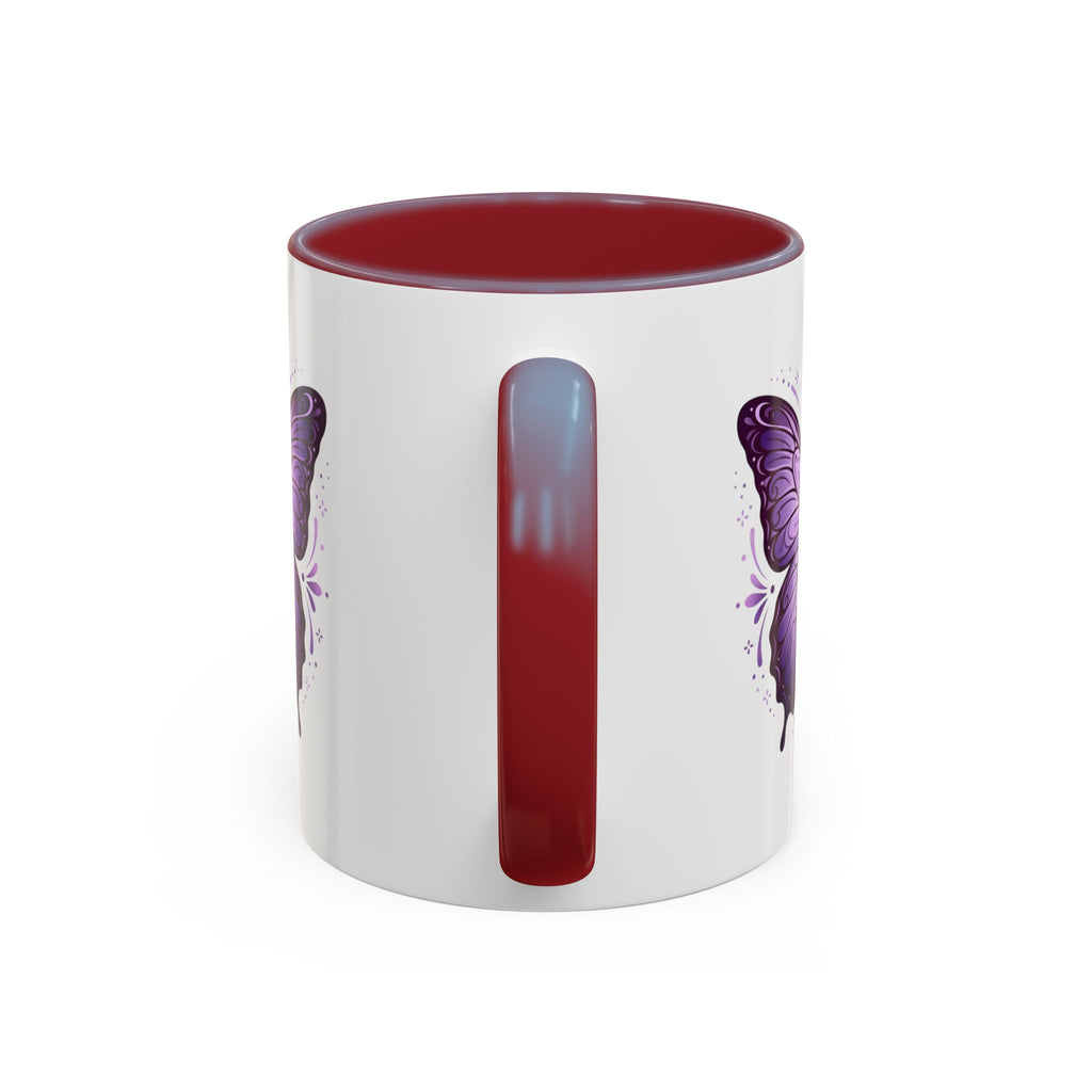 Purple Butterfly Accent Coffee Mug — 11oz & 15oz Decorative Tea Cup