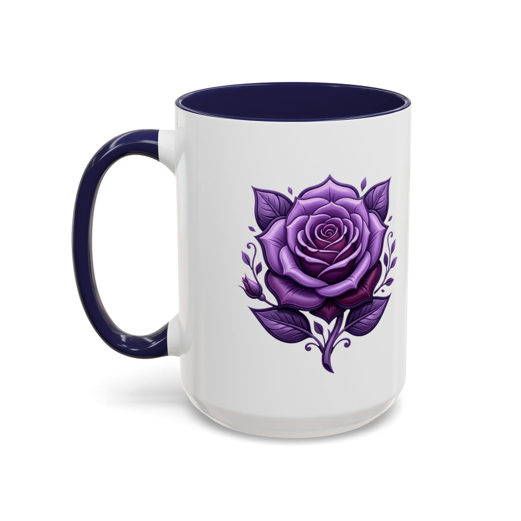 Purple Rose Accent Coffee Mug — Floral Gothic Tea Cup for Women & Gifts