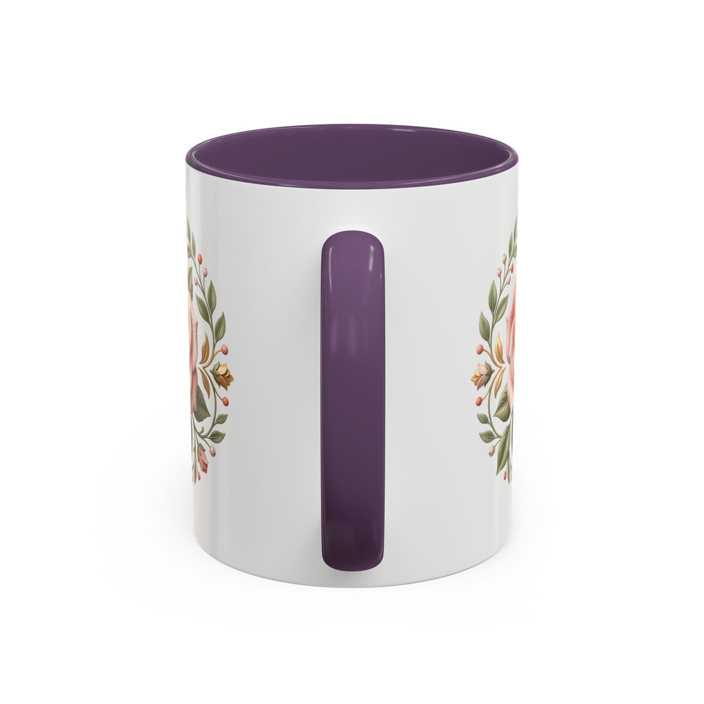 Rose Wreath Accent Coffee Mug — Floral 11/15oz Tea & Coffee Cup