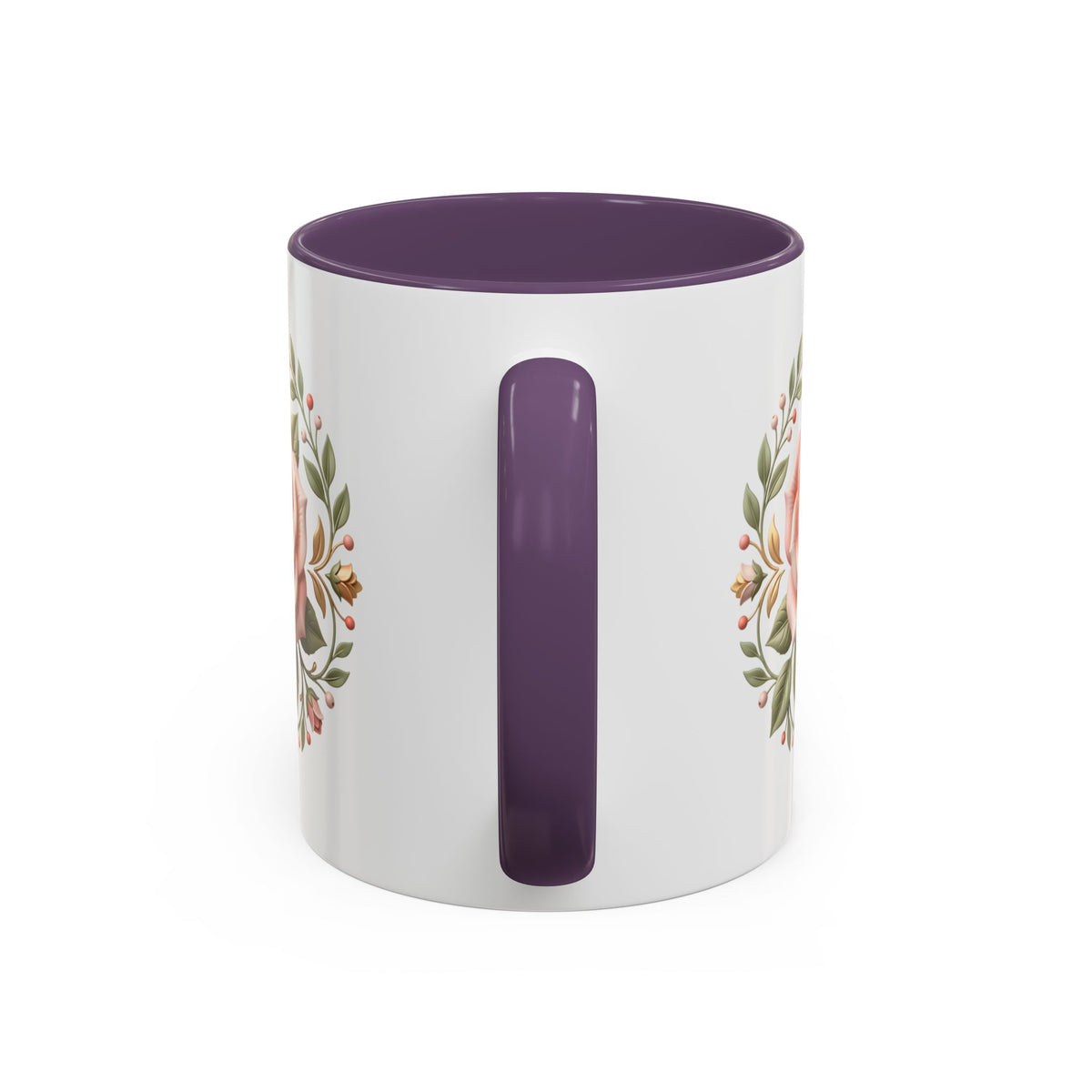 Rose Wreath Accent Coffee Mug — Floral 11/15oz Tea & Coffee Cup