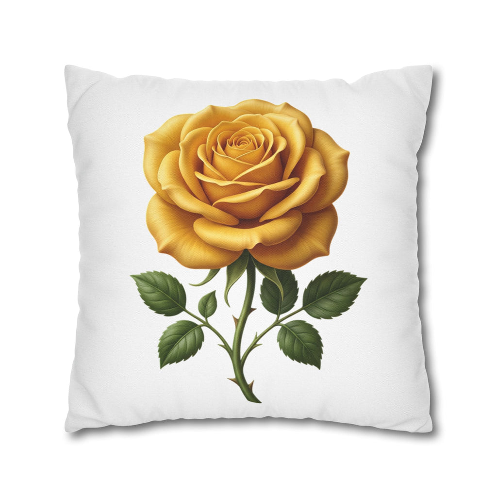 Yellow Rose Spun Polyester Square Pillowcase