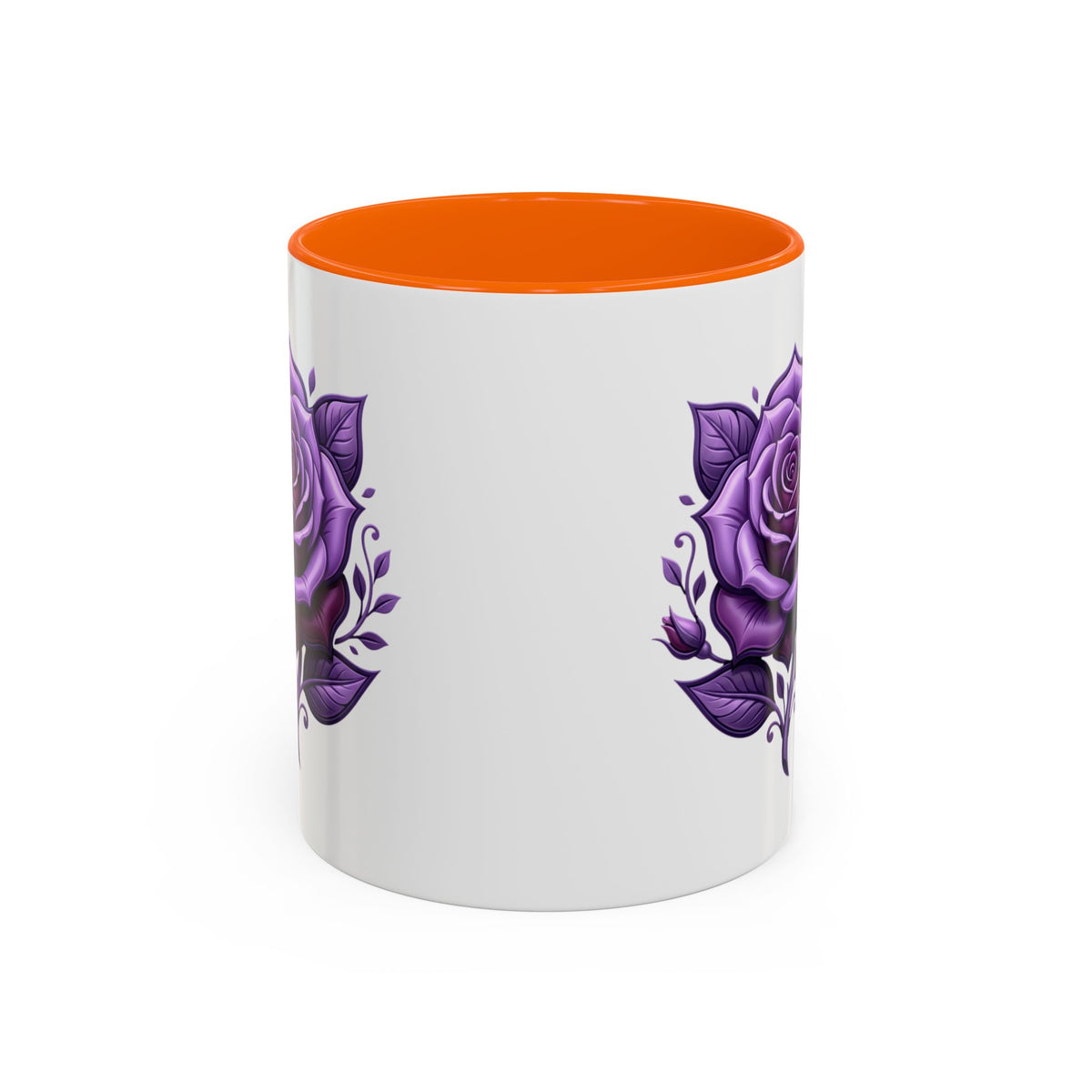 Purple Rose Accent Coffee Mug — Floral Gothic Tea Cup for Women & Gifts