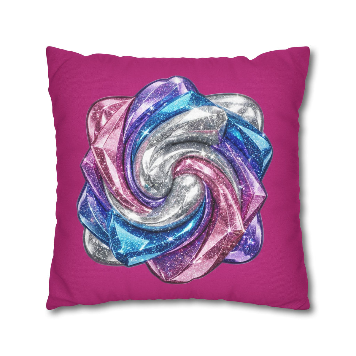 3D Glitter Design Magenta Spun Polyester Square Pillowcase