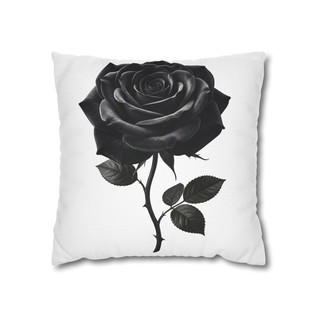 Black Rose Spun Polyester Square Pillowcase