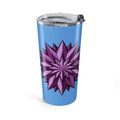 20oz Floral Star Tumbler — Purple Spiky Bloom Travel Cup- Light Blue