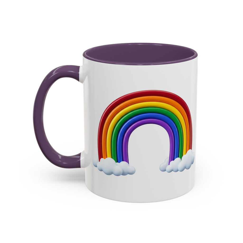 Rainbow Coffee Mug - Colorful Arc & Clouds Accent Mug (11/15oz)
