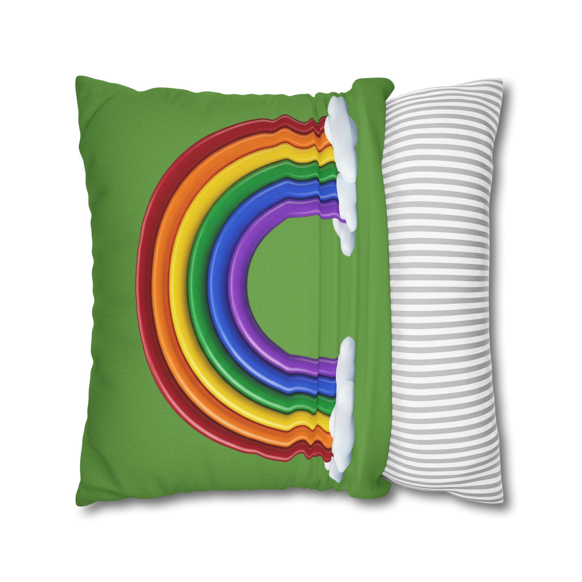 Rainbow Light Green Spun Polyester Square Pillowcase