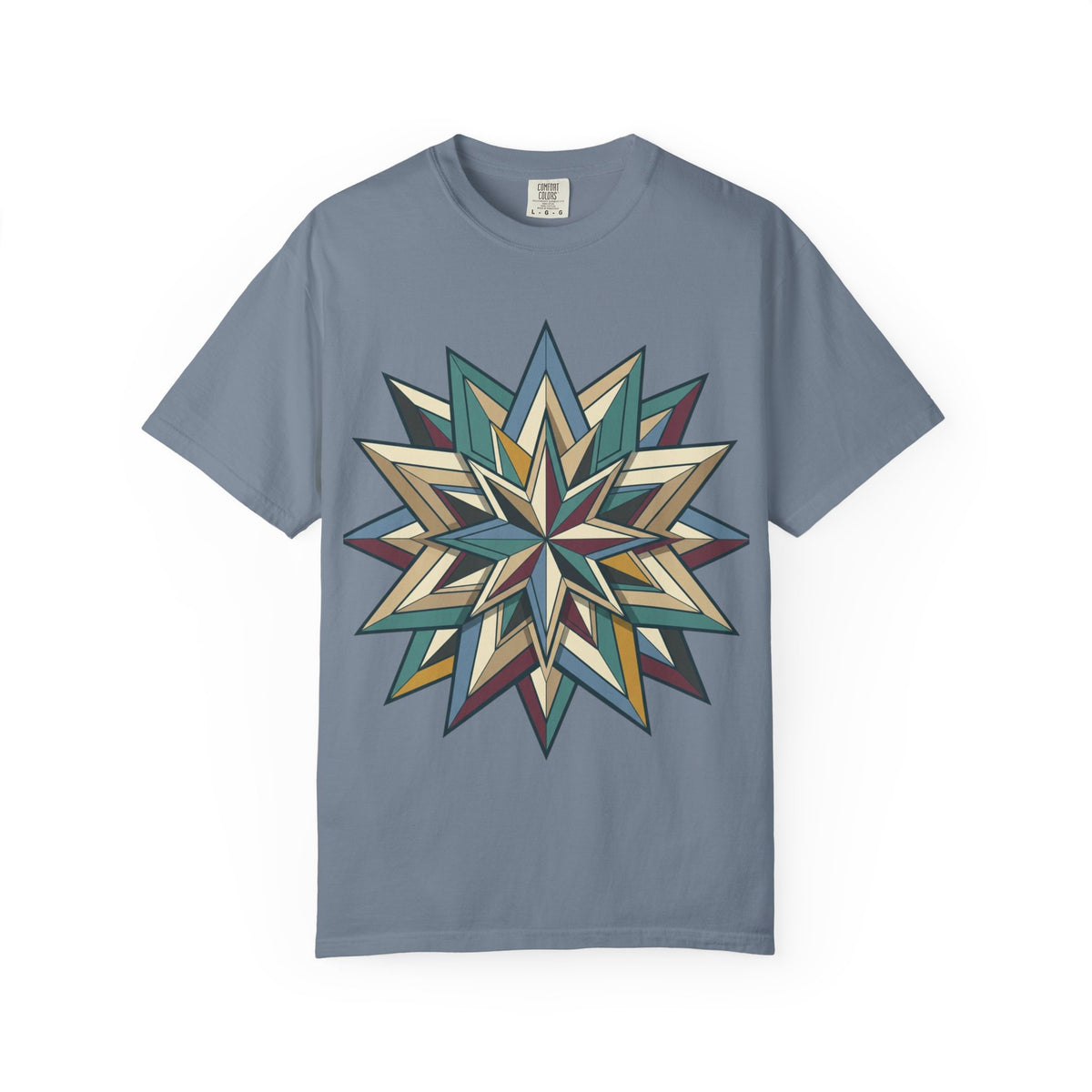 Geometric Starburst T-Shirt — Vintage Compass Rose Graphic Tee