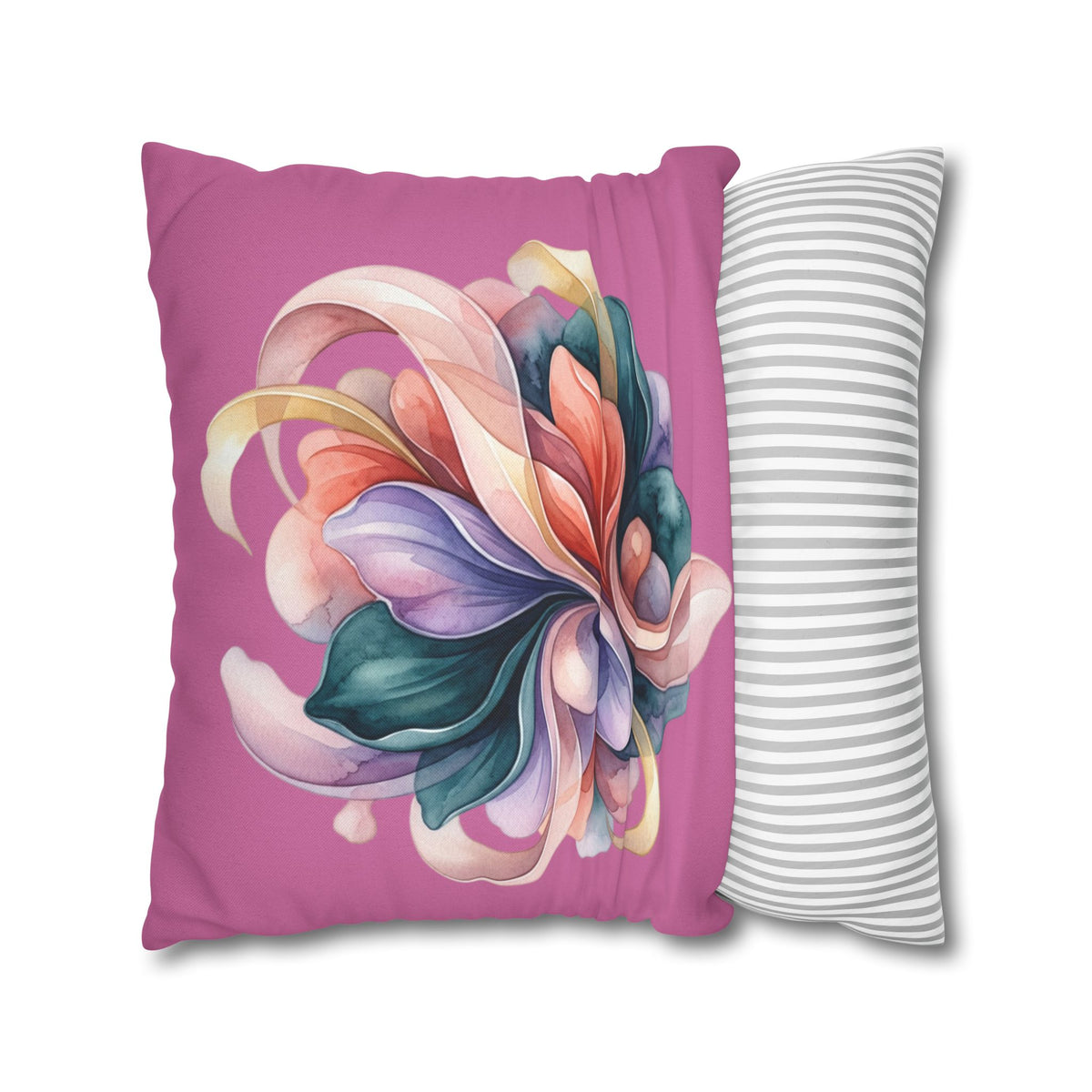 Floral Swirl Decorative Pillow — Pink Abstract Botanical Accent