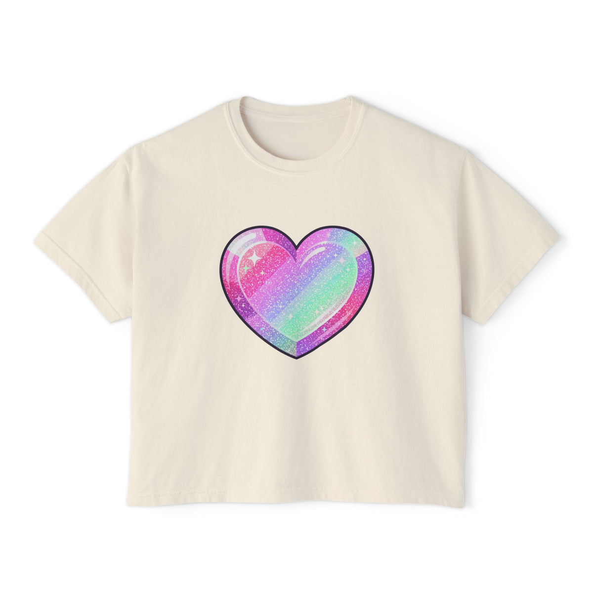 Pastel Glitter Heart Women's Boxy Tee