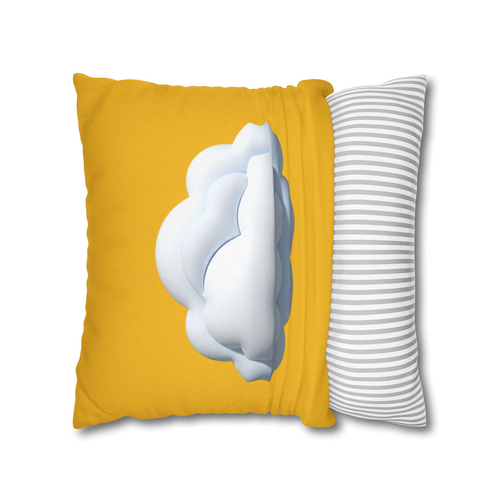 Yellow Cloud Decorative Pillowcase - Cute Fluffy Cloud Accent Cushion Cover