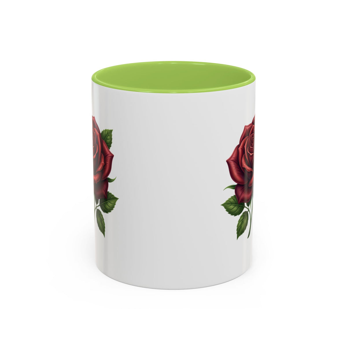 Red Rose Accent Coffee Mug — Floral Ceramic Coffee Cup (11/15oz)