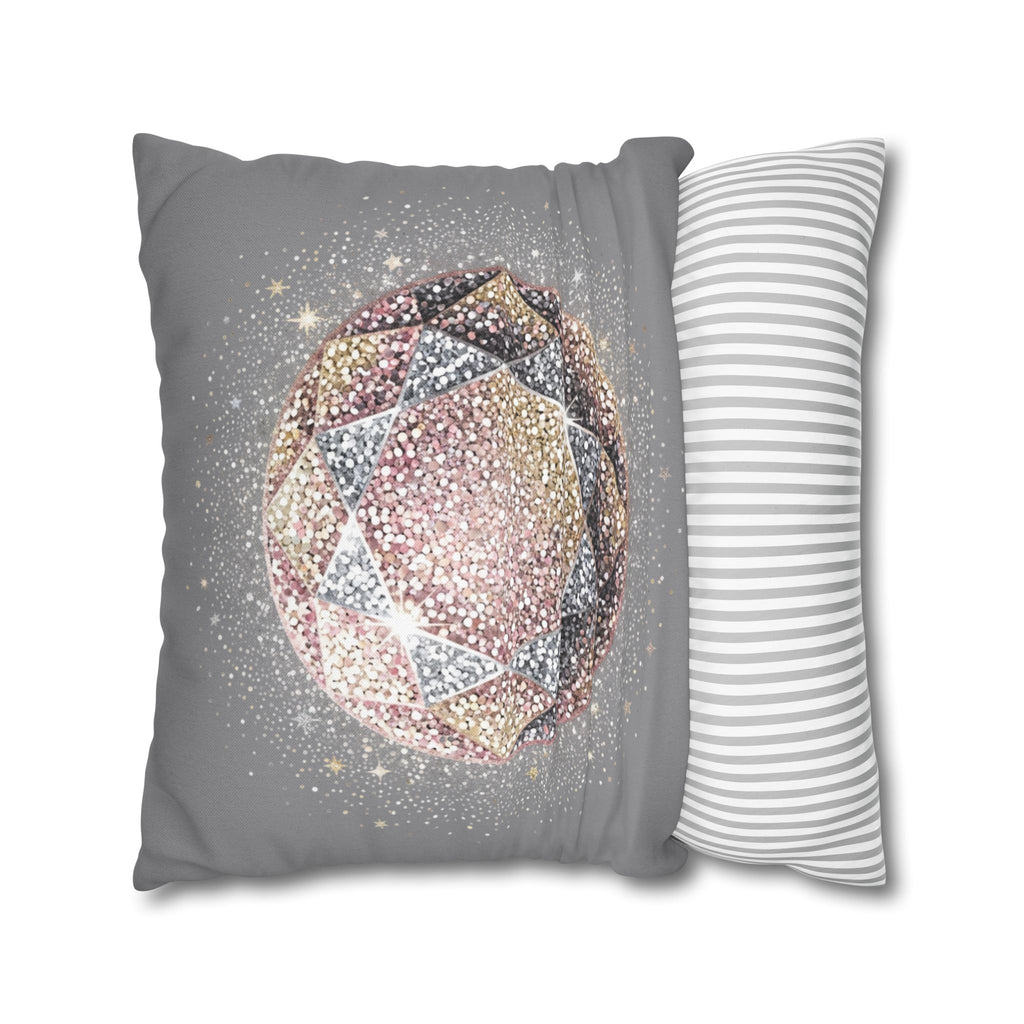 Glittery Grey Spun Polyester Square Pillowcase