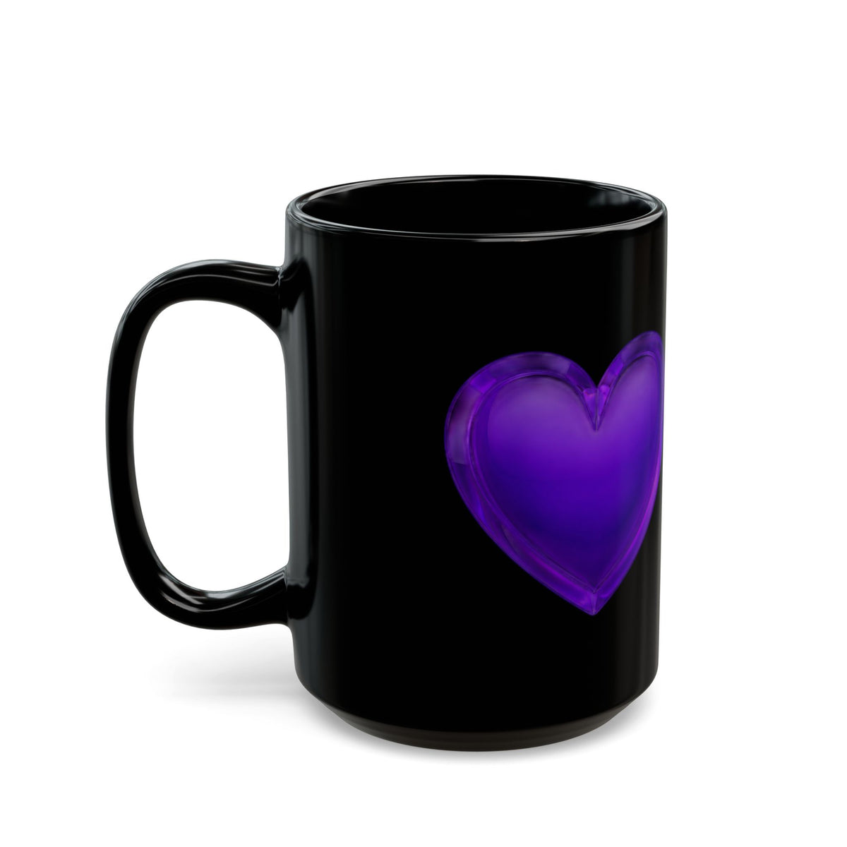 Black Mug - Purple Heart Ceramic Coffee Cup (11oz & 15oz)