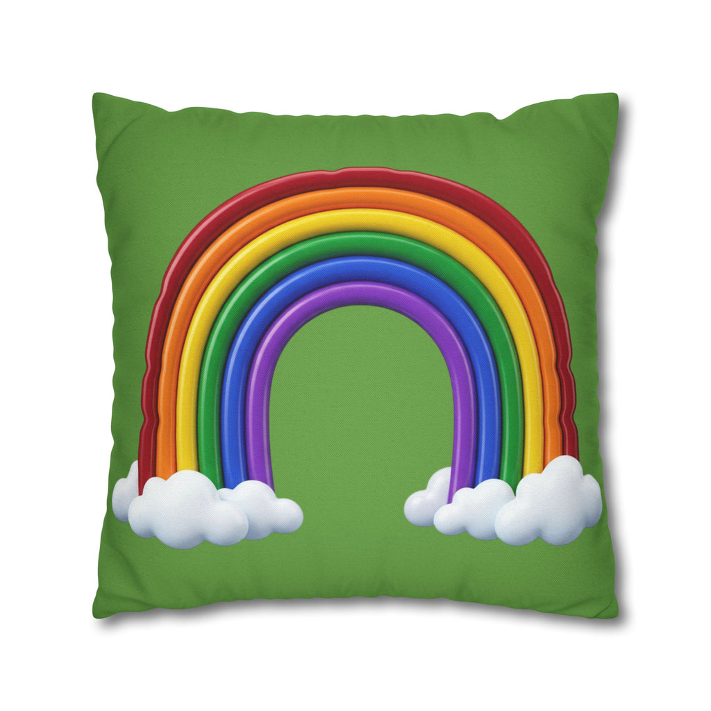 Rainbow Light Green Spun Polyester Square Pillowcase