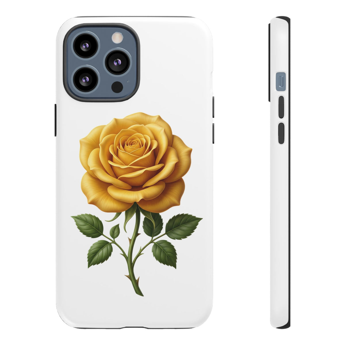 Yellow Rose Phone Case — Vintage Floral Tough Protective Cover