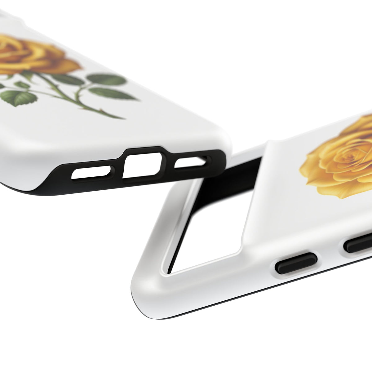 Yellow Rose Phone Case — Vintage Floral Tough Protective Cover