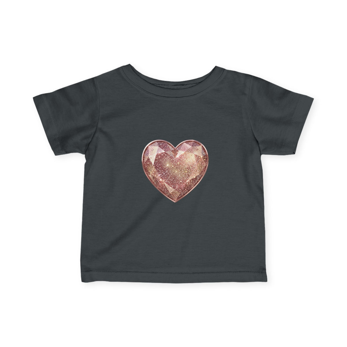 Infant Tee — Rose Gold Glitter Heart Baby T‑Shirt