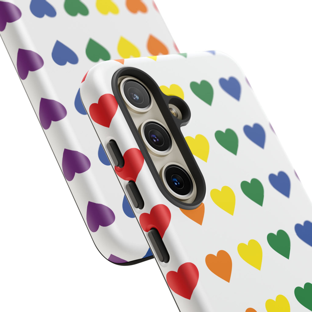 Rainbow Heart Tough Phone Case — Pride Pattern Protective Cover