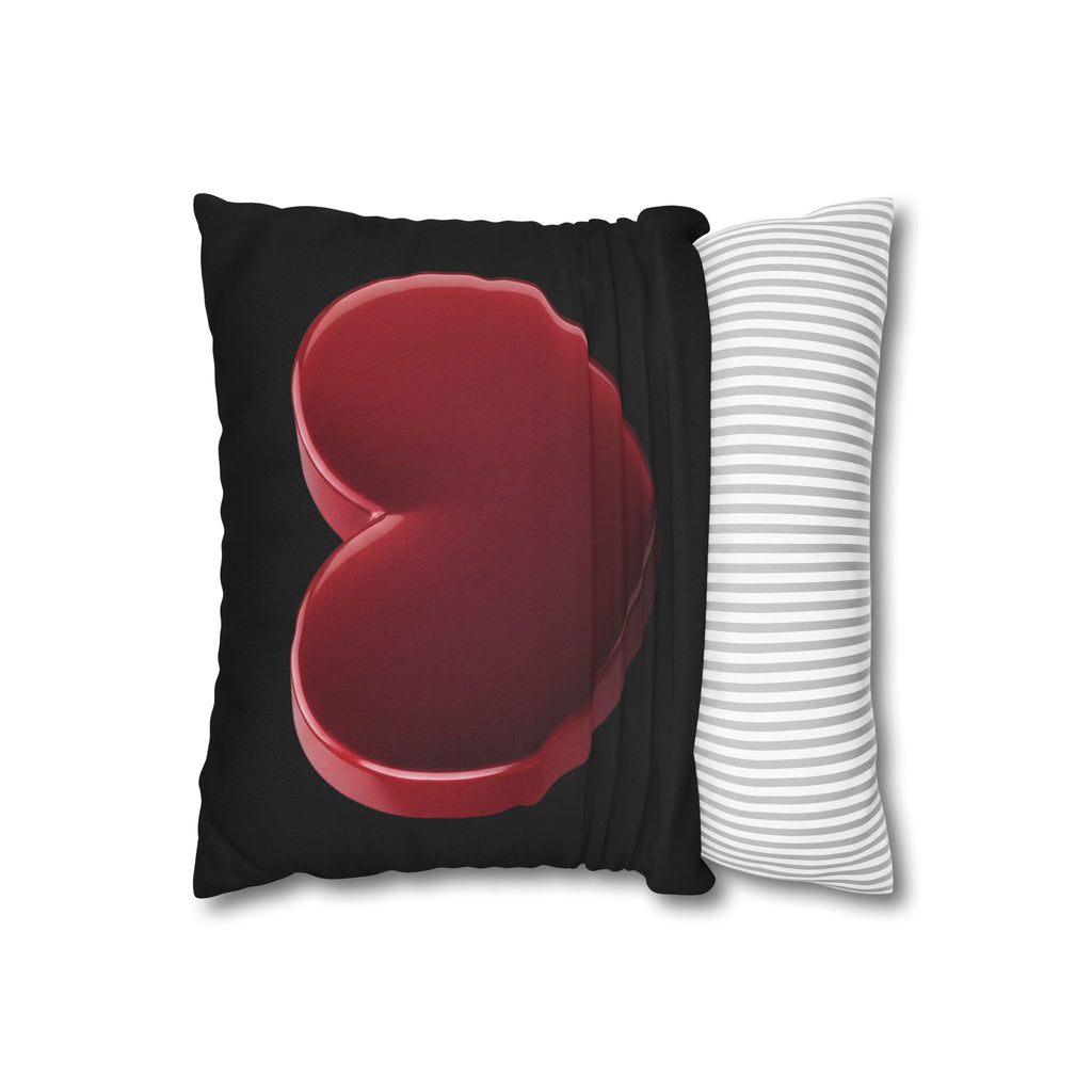 Red Heart Black Spun Polyester Square Pillowcase